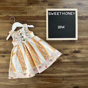 NEW SweetHoney Floral Kate Dress Sleeveless Knit Orange Pink Green Stripes 18M